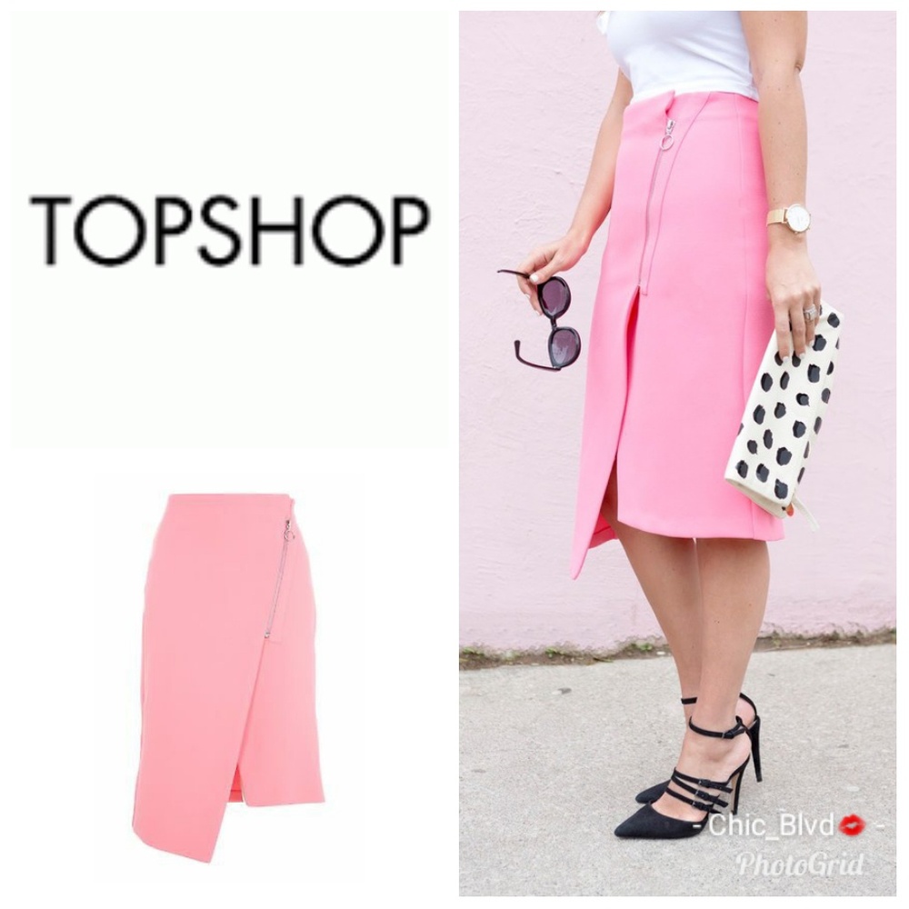 🆕️🔥Topshop Asymmetric Front Zip Midi skirt